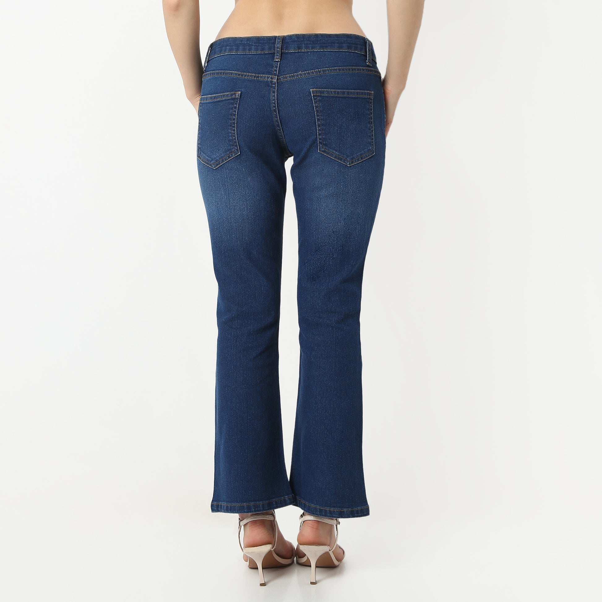 Boot Cut Solid Ankle Length Low Rise Jeans