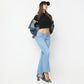 Boot Cut Solid Ankle Length Low Rise Jeans