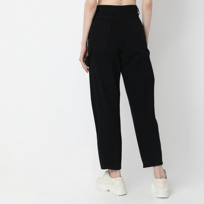 Solid Ankle-Length High-Waist Slouch Fit Jeans With Baggy Look – Style ...
