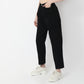 Solid Ankle-Length High-Waist Slouch Fit Jeans with Baggy Look