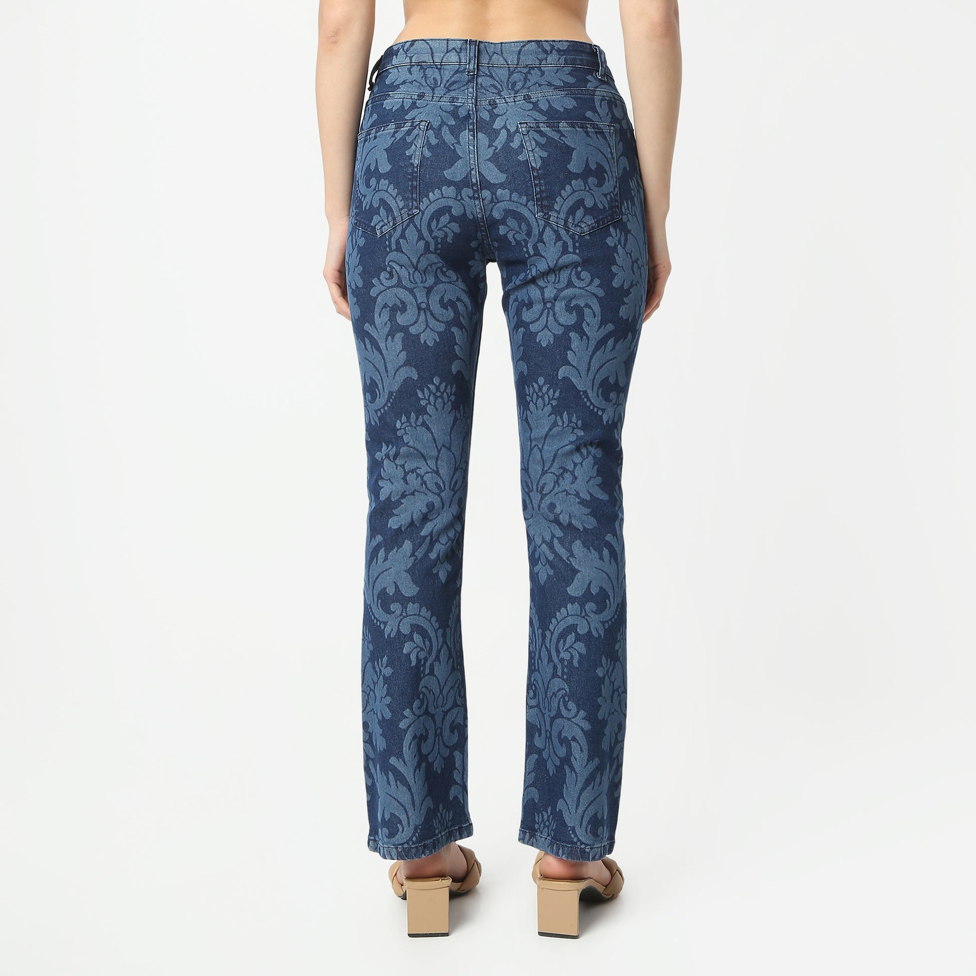Boot Cut Printed Full Length High Rise Jeans