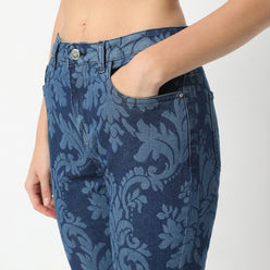 Boot Cut Printed Full Length High Rise Jeans