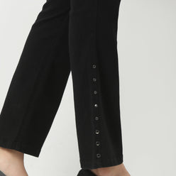 Black Denim Bootcut with Bottom Peral Look