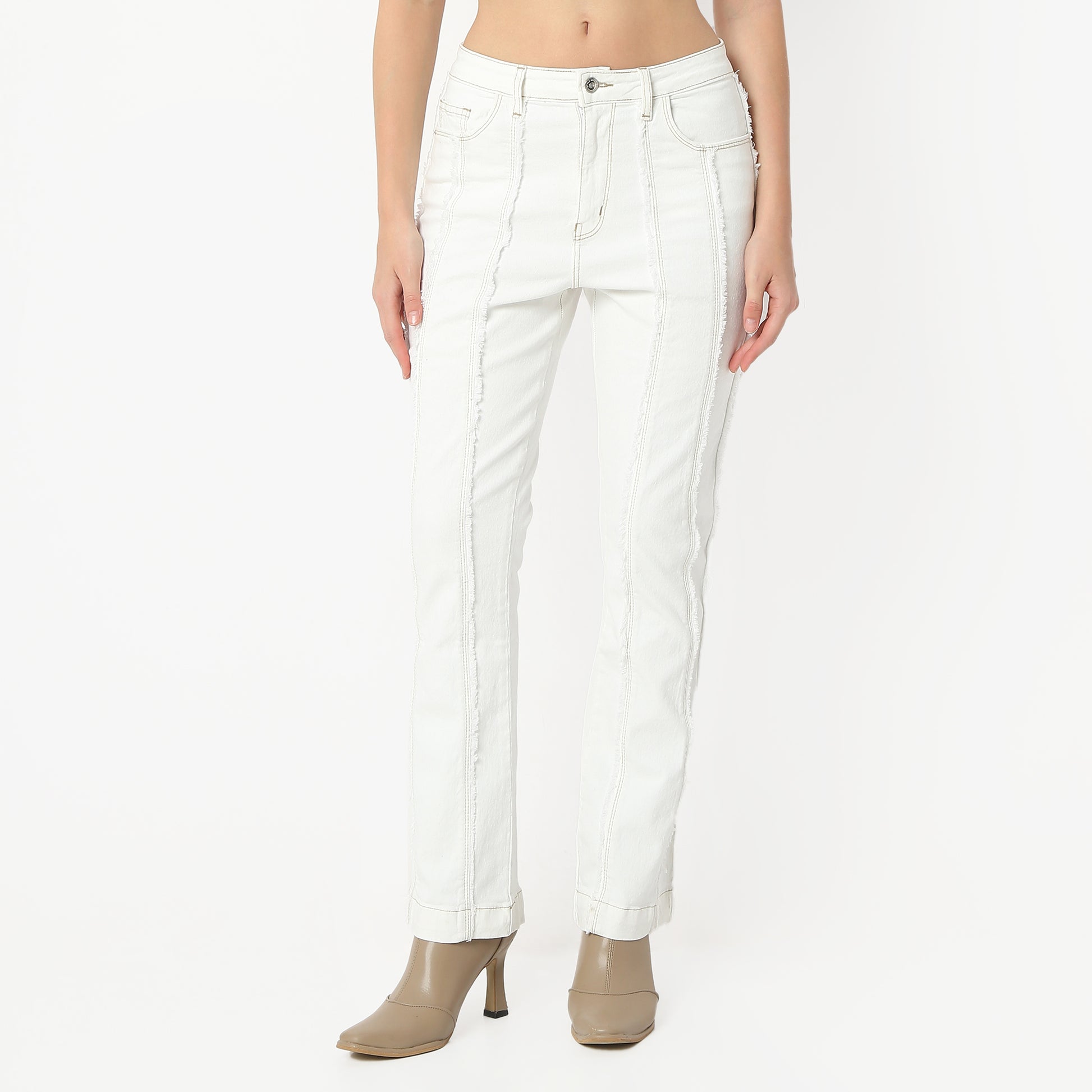 Boot Cut Solid Full Length High Rise Jeans