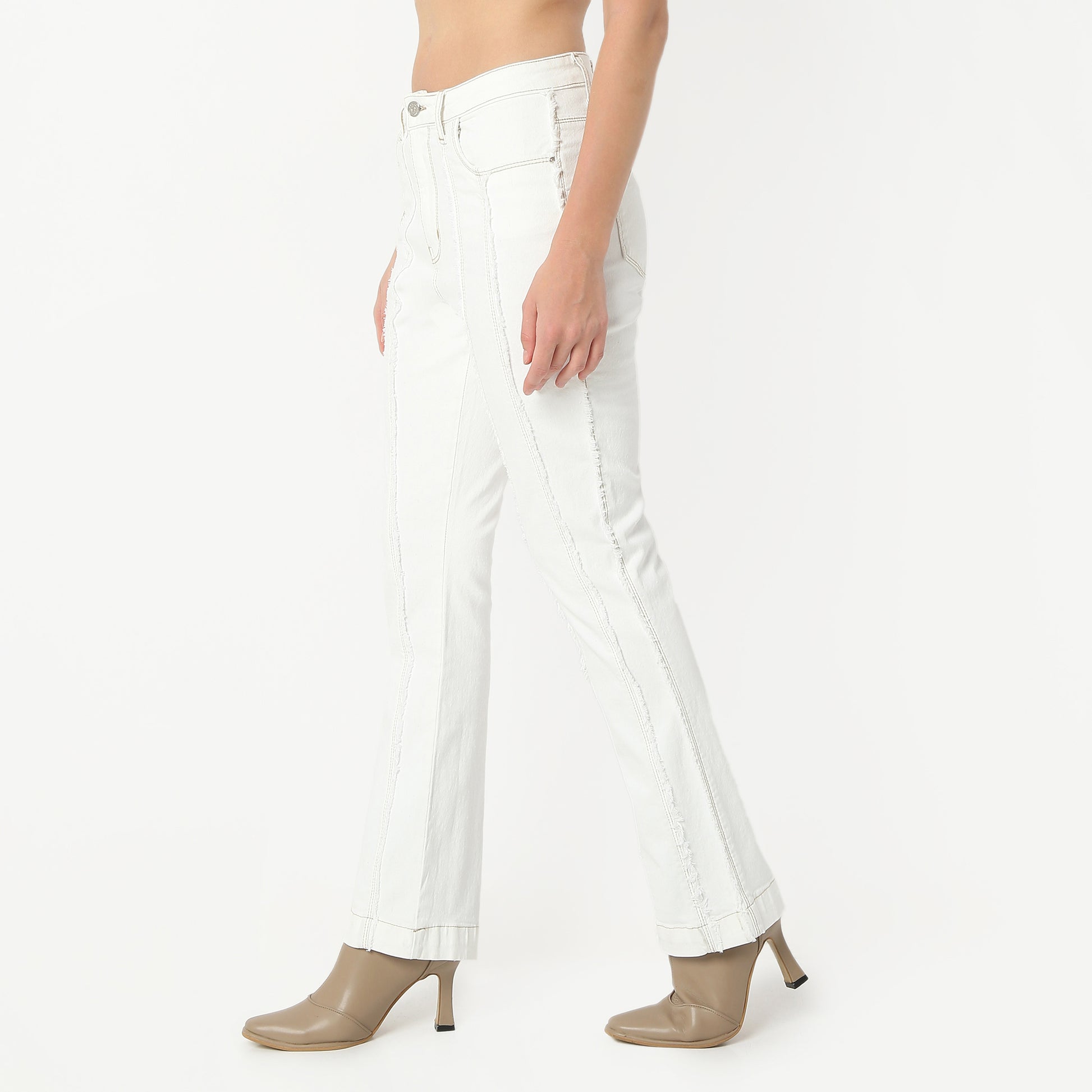 Boot Cut Solid Full Length High Rise Jeans