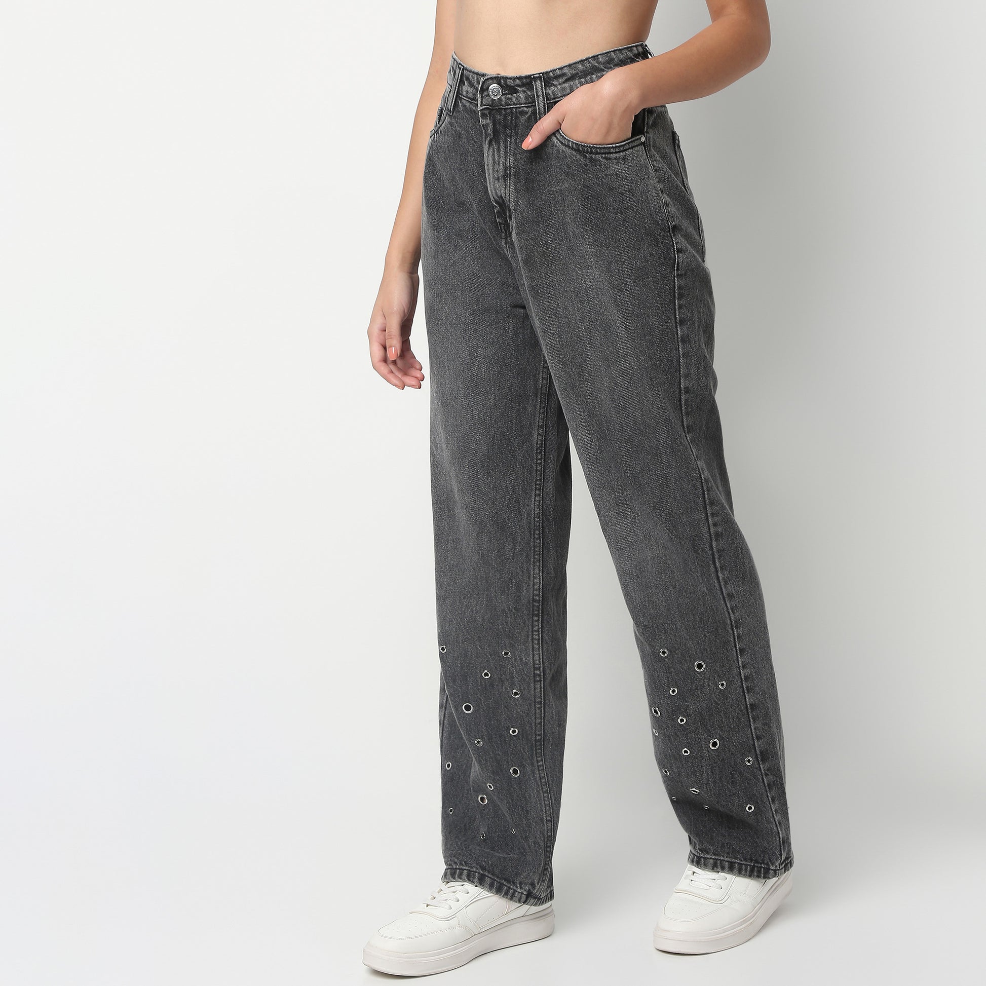 Full Length Straight Fit Solid with Stylish Jeans