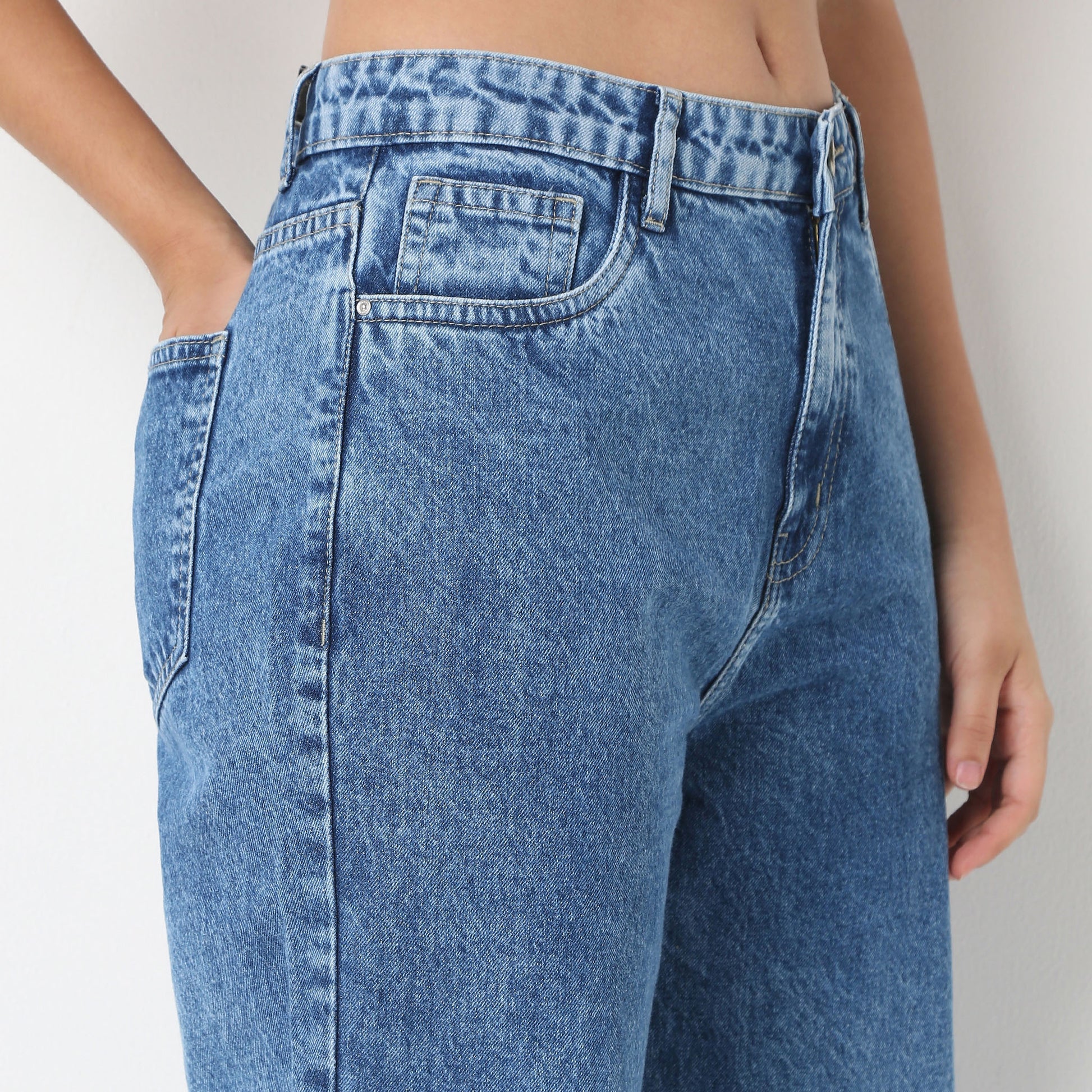 Straight Fit Denim With Emblished Stud Look