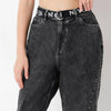 Slouch Fit Solid Ankle Length High Rise Jeans