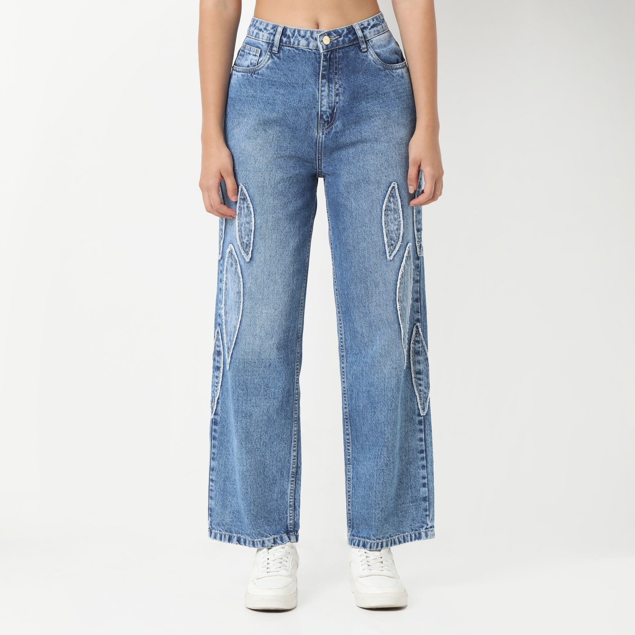 Highwaist Straight Fit Patch Denim