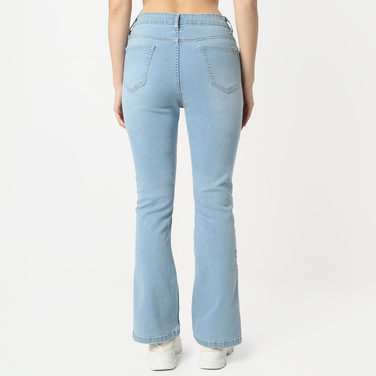 Boot Cut Solid Full Length High Rise Jeans