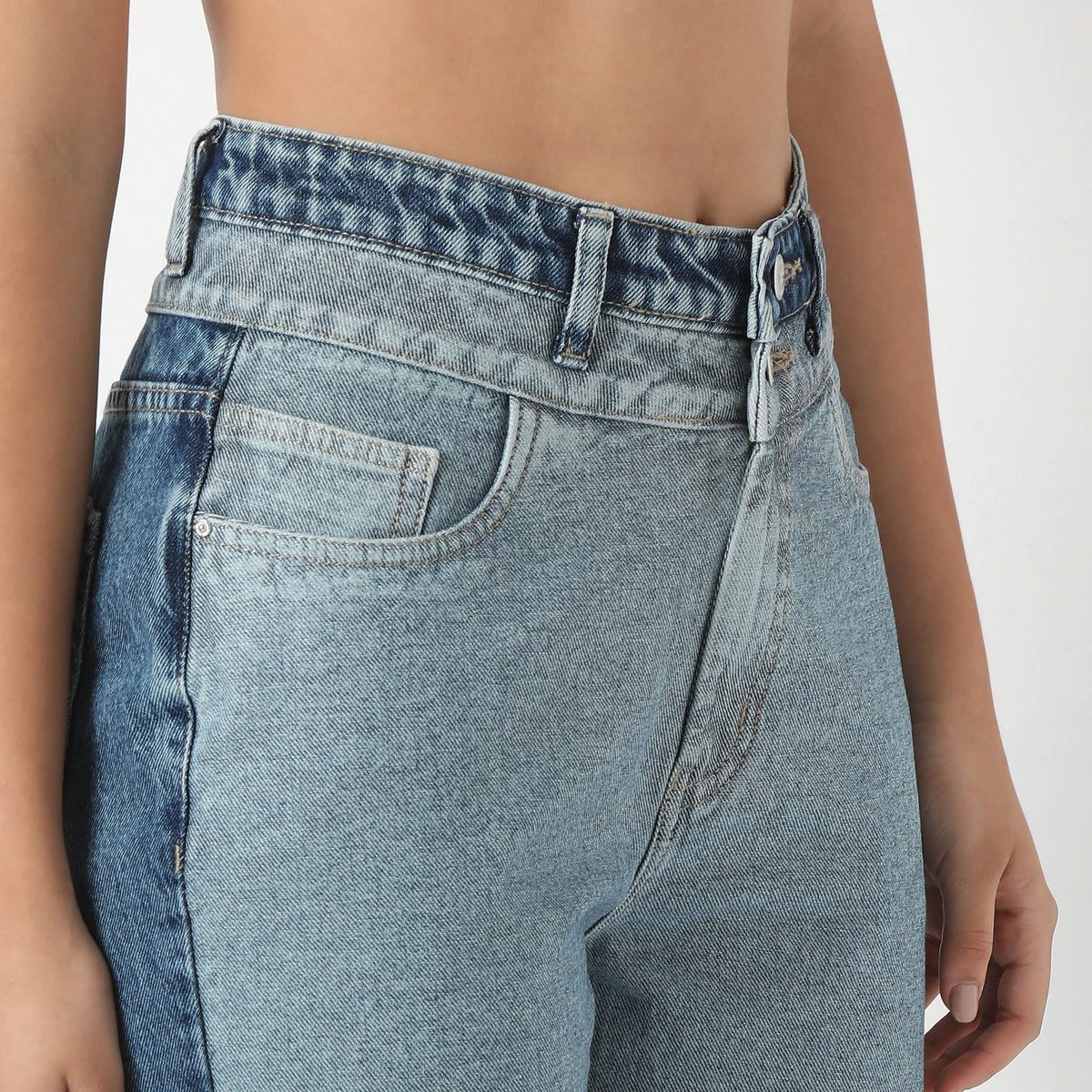 Two Tone Straight Fit Denim