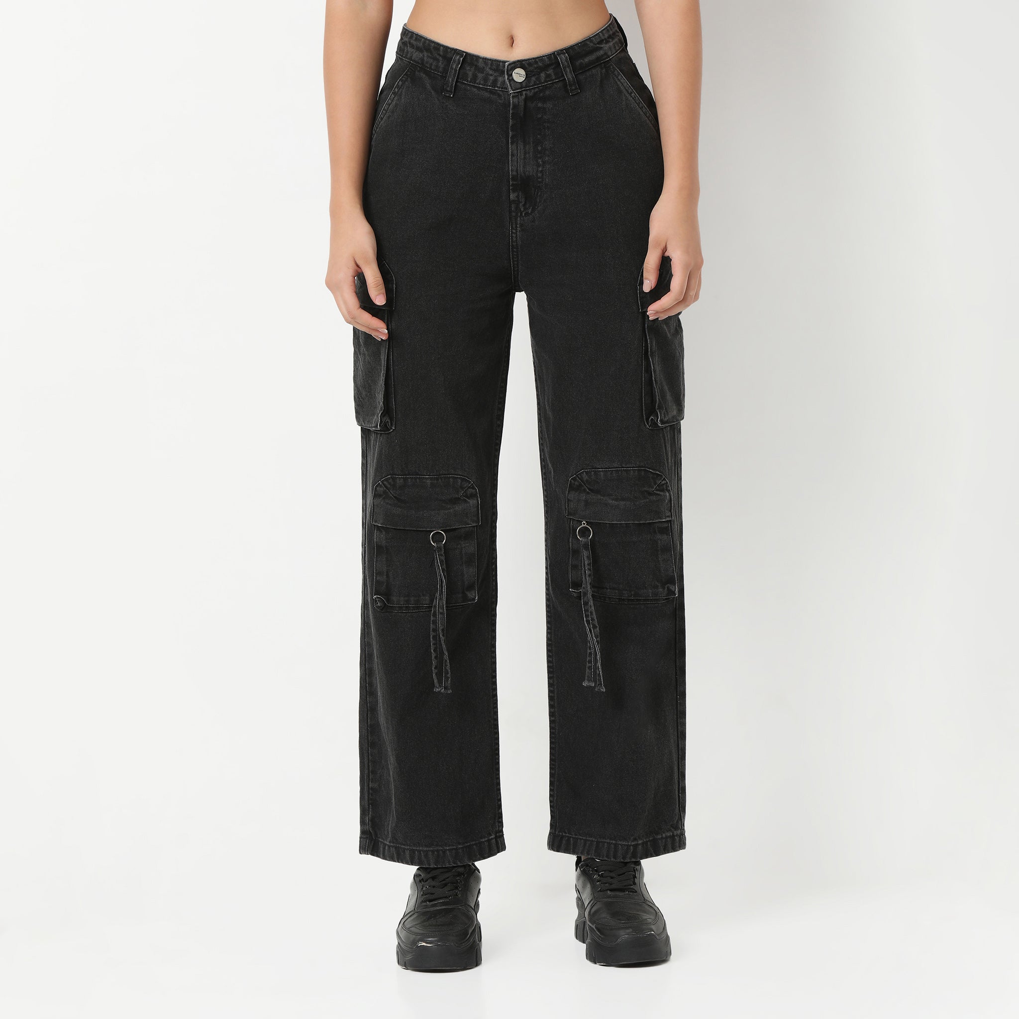 Highwaist 8 Pockets Straight Fit Cargos