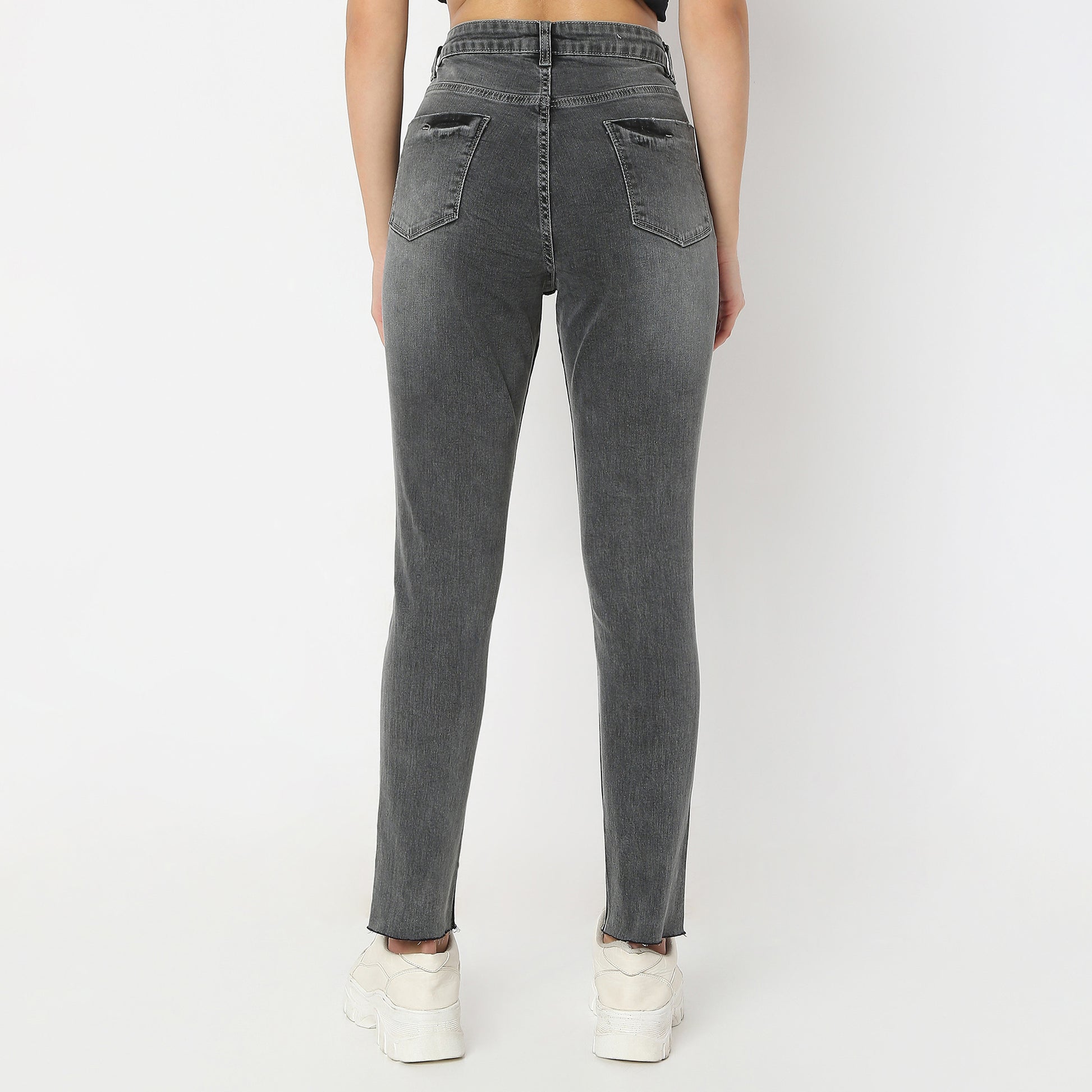 Stone Wash Ankle-Length Skinny Fit High Rise Jeans