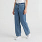 High Rise Wide Leg Jeans With Buckle & Belt