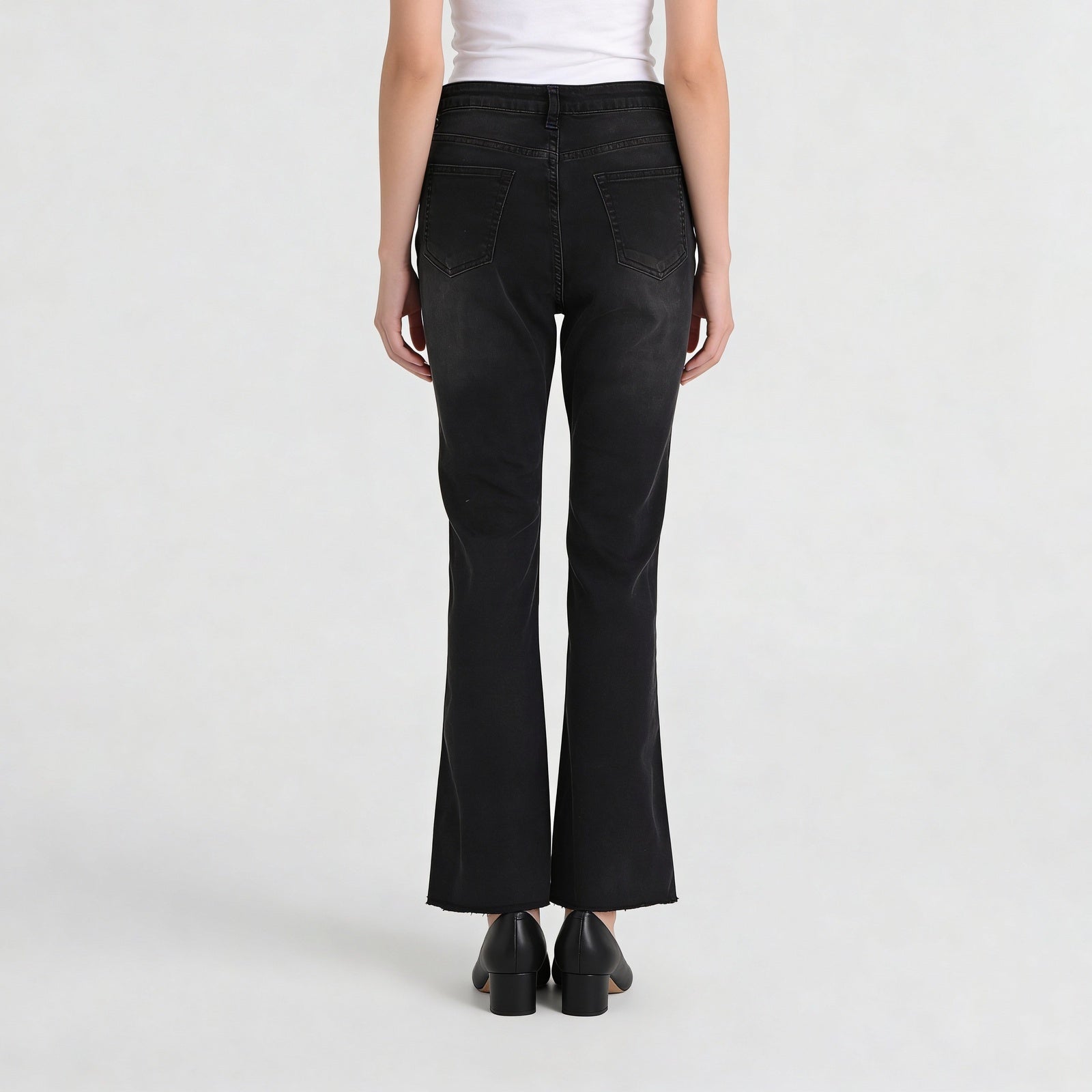 High Rise Bootcut Round Slit Bottom Denim