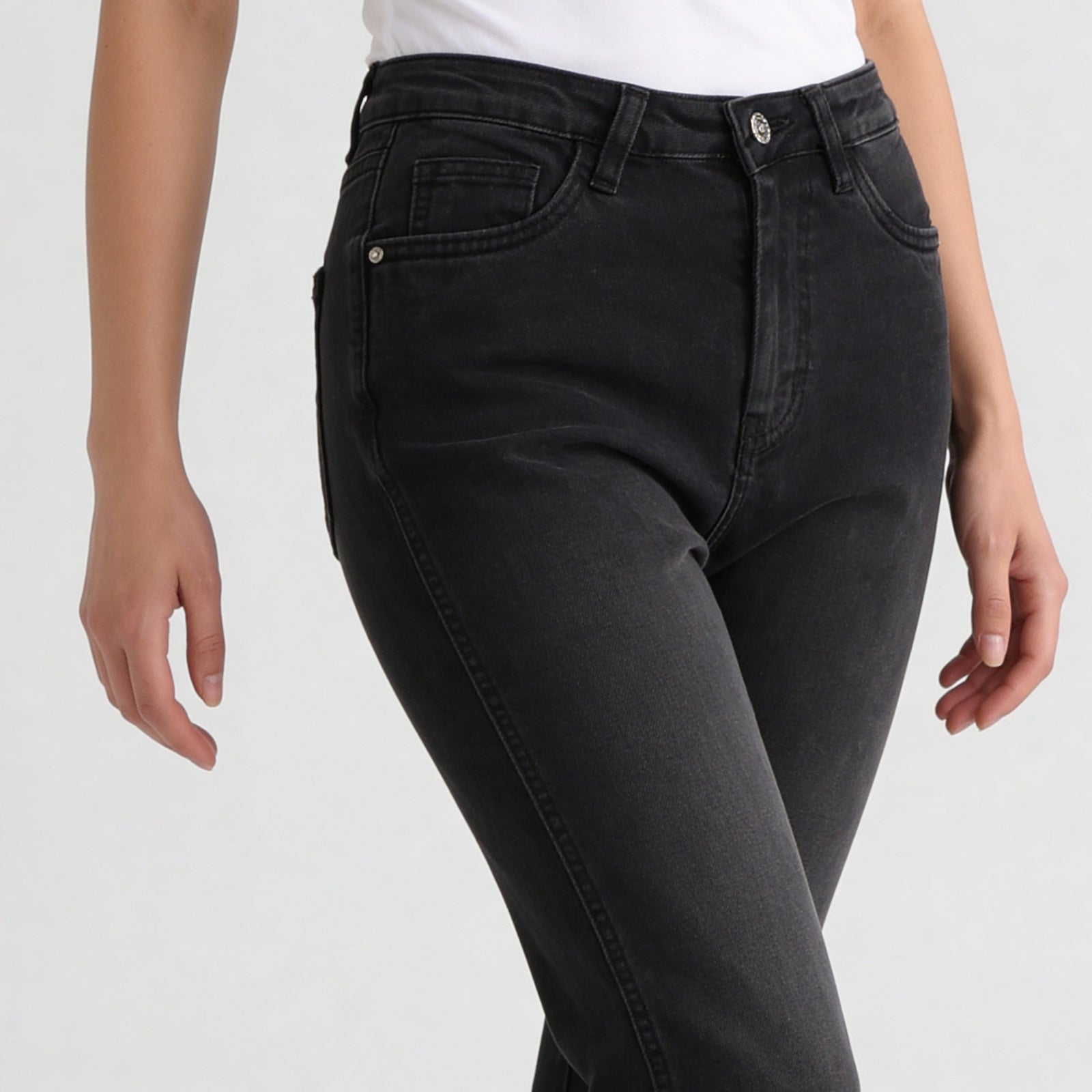 High Rise Bootcut Round Slit Bottom Denim