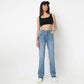 High waist Bootcut With Open Hem Look Jeans