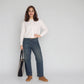 Cotton Full Length Straight Fit High Rise Jeans