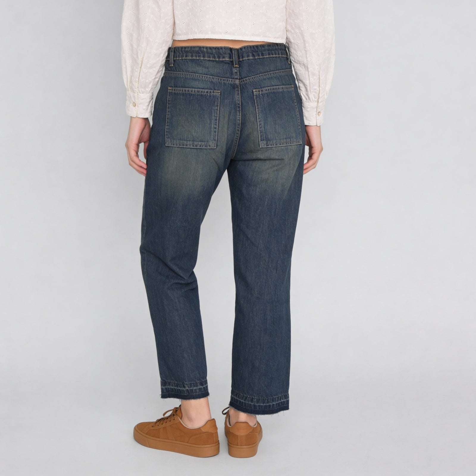 Cotton Full Length Straight Fit High Rise Jeans