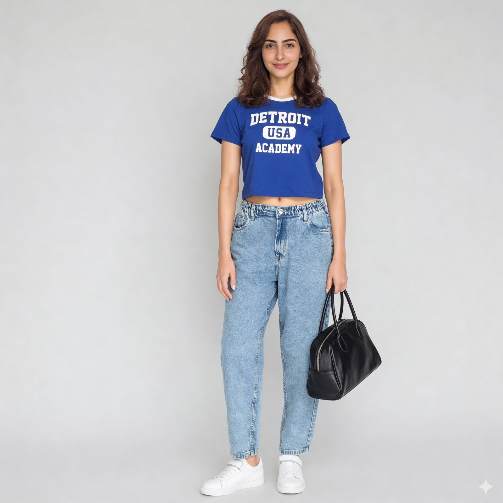 Straight Fit High Rise Back Button Look Jeans