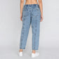 Straight Fit High Rise Back Button Look Jeans