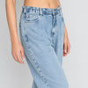 Straight Fit High Rise Back Button Look Jeans