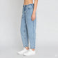 Straight Fit High Rise Back Button Look Jeans