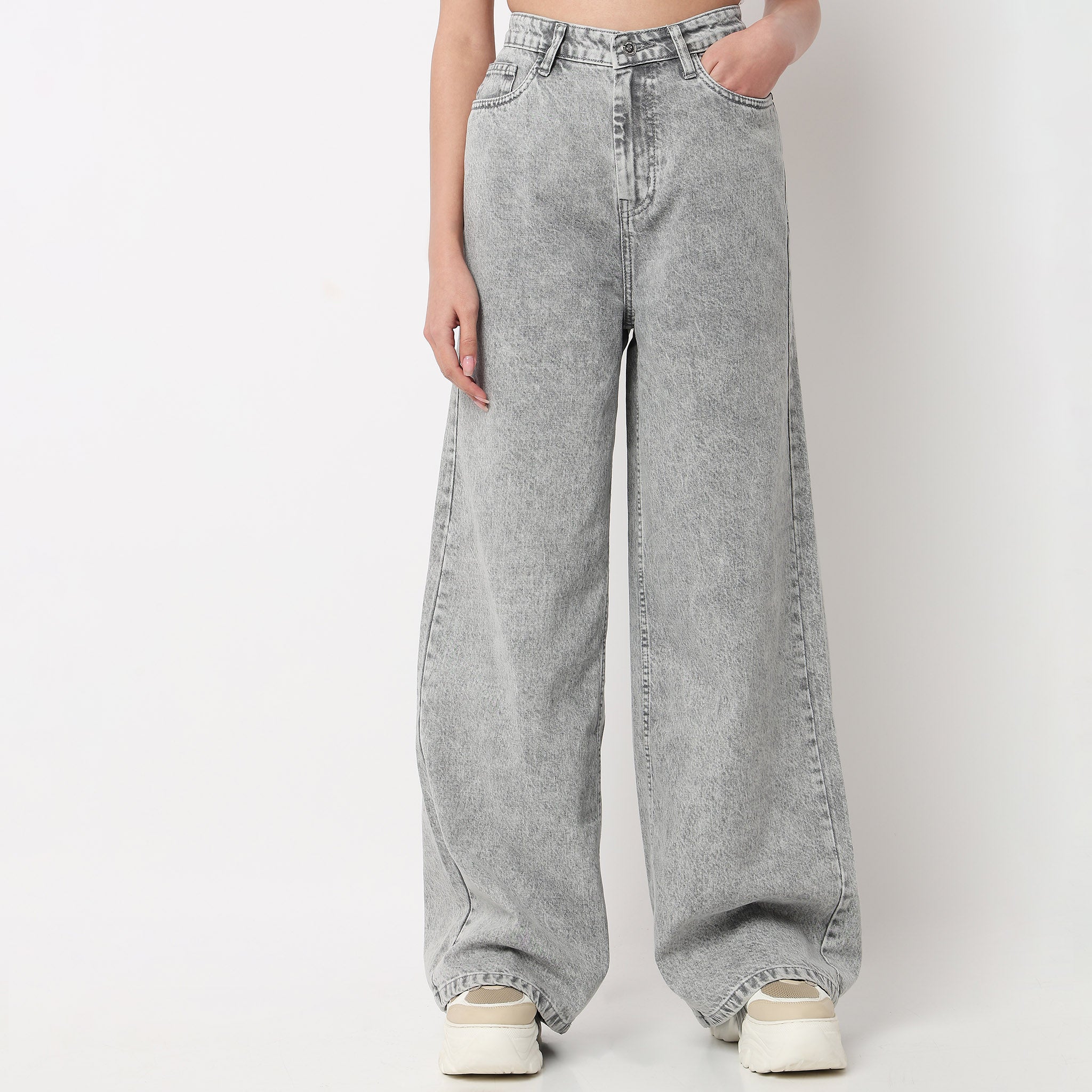 Wide Leg 5 Pocket High Rise Jeans