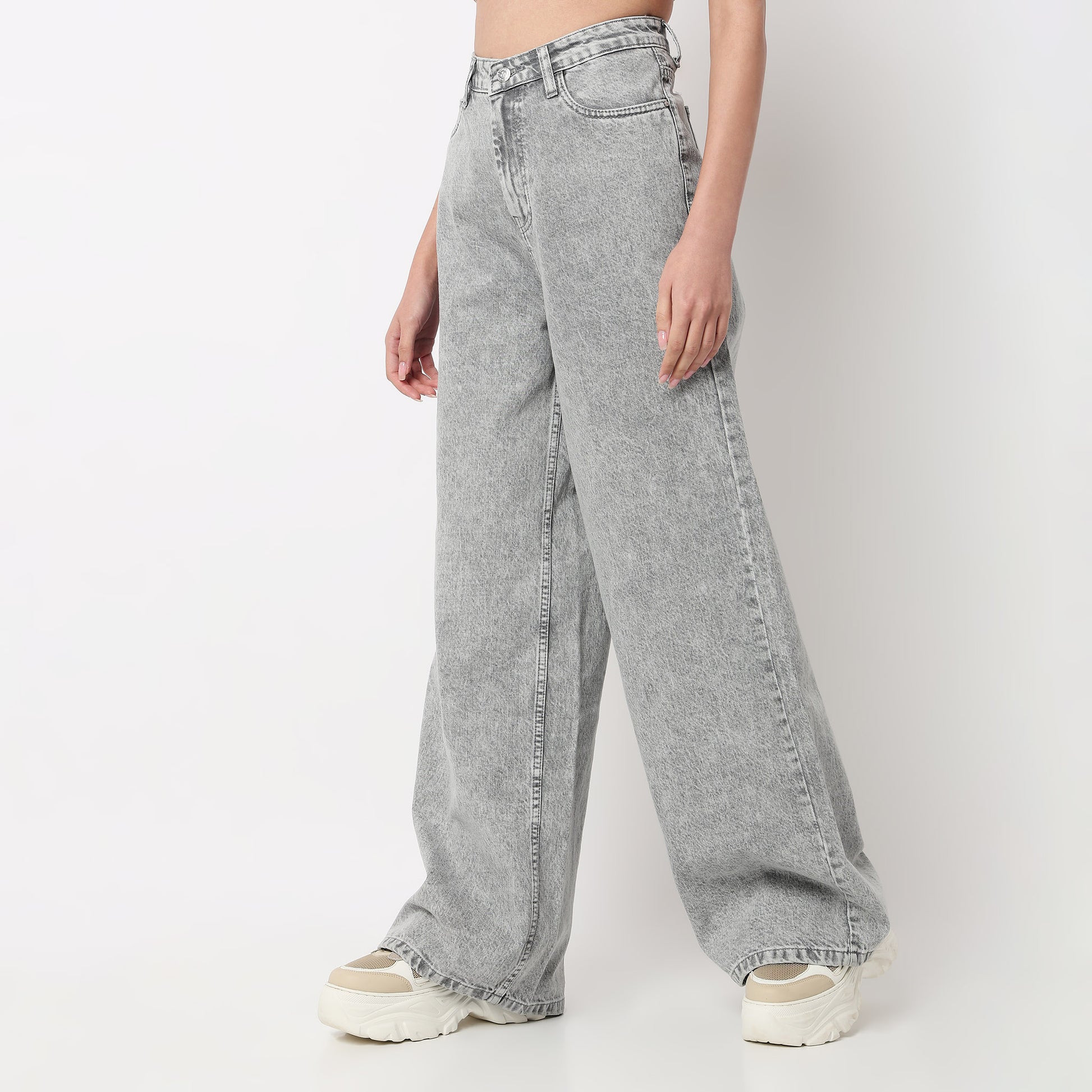 Wide Leg 5 Pocket High Rise Jeans