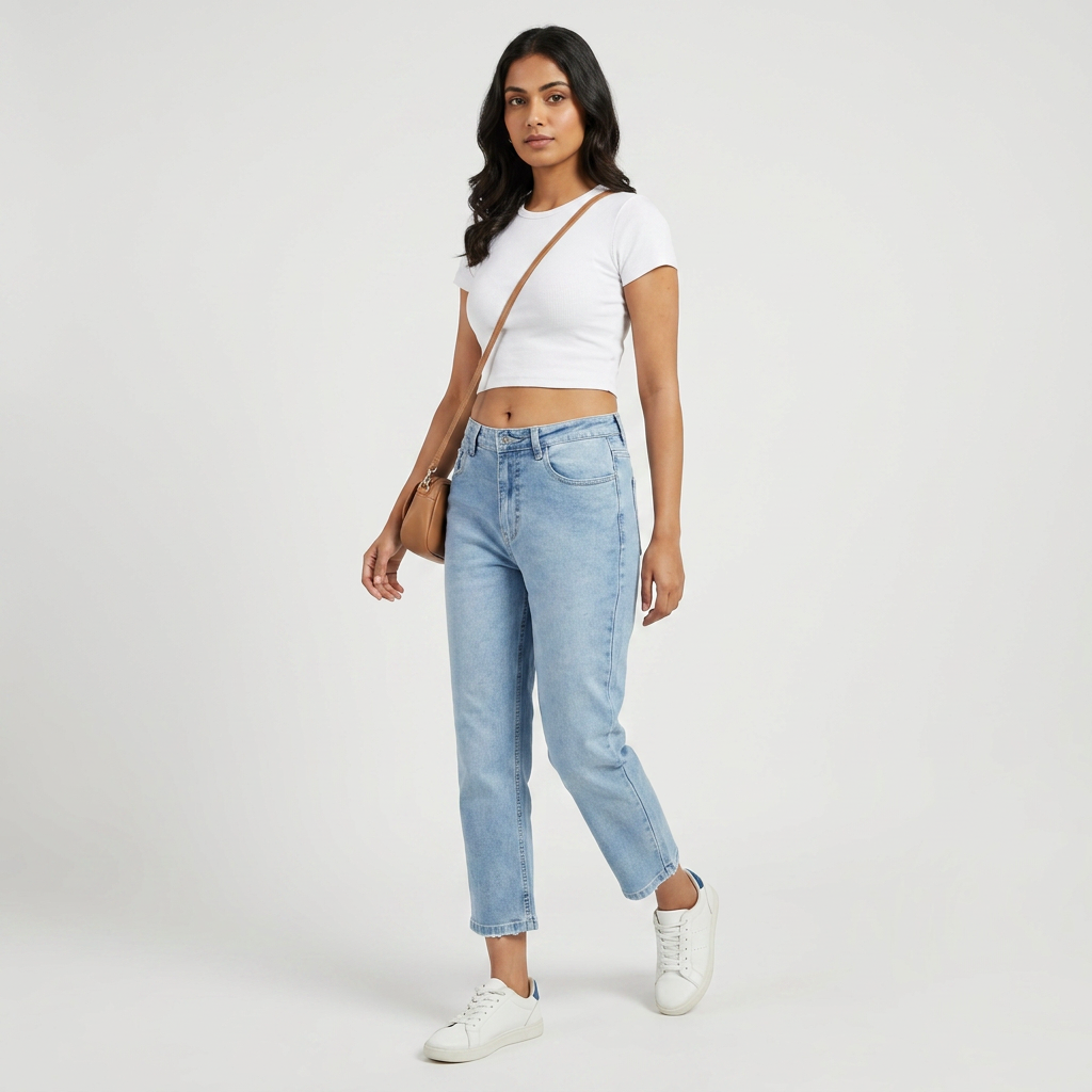 Relaxed Fit Clean Look High Rise Jeans 