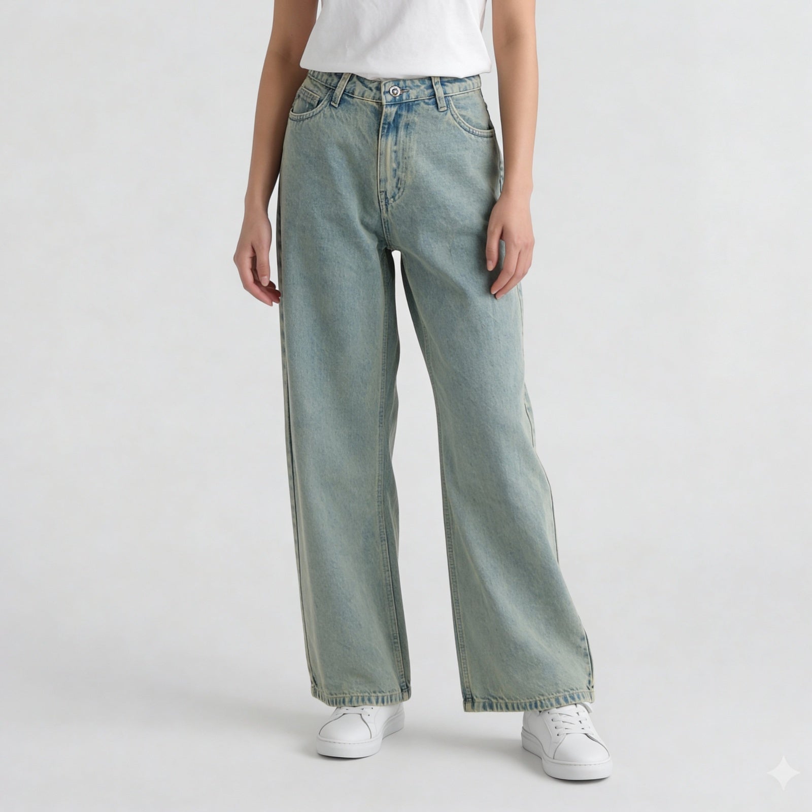 Low Waist Straight Fit Denim With Tinted Look