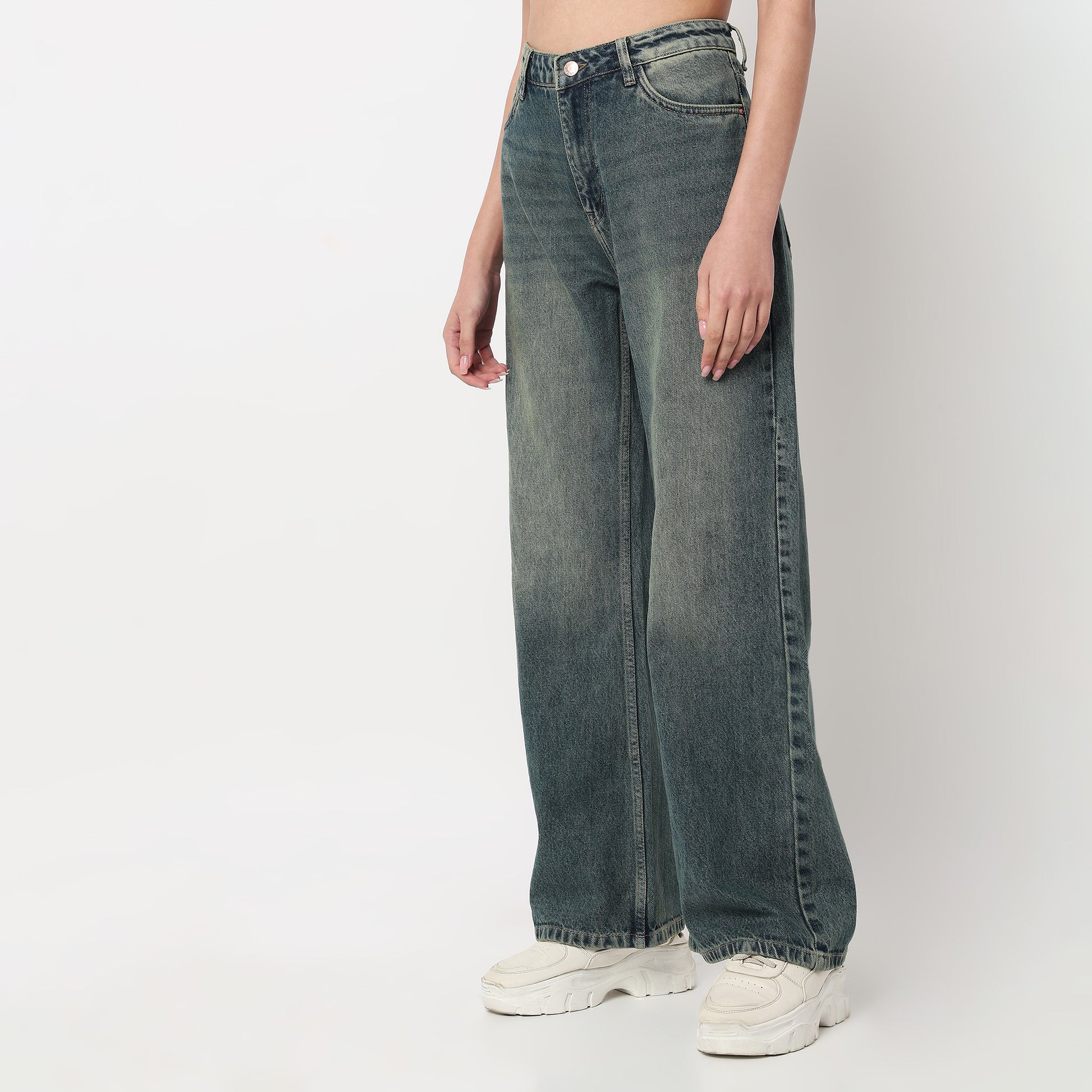 Low Waist Straight Fit Denim With Tinted Look