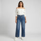 Wide Leg Zipper High Rise Jeans