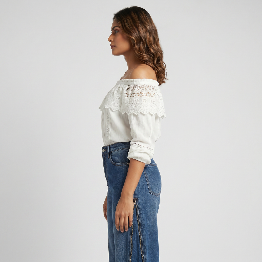 Wide Leg Zipper High Rise Jeans