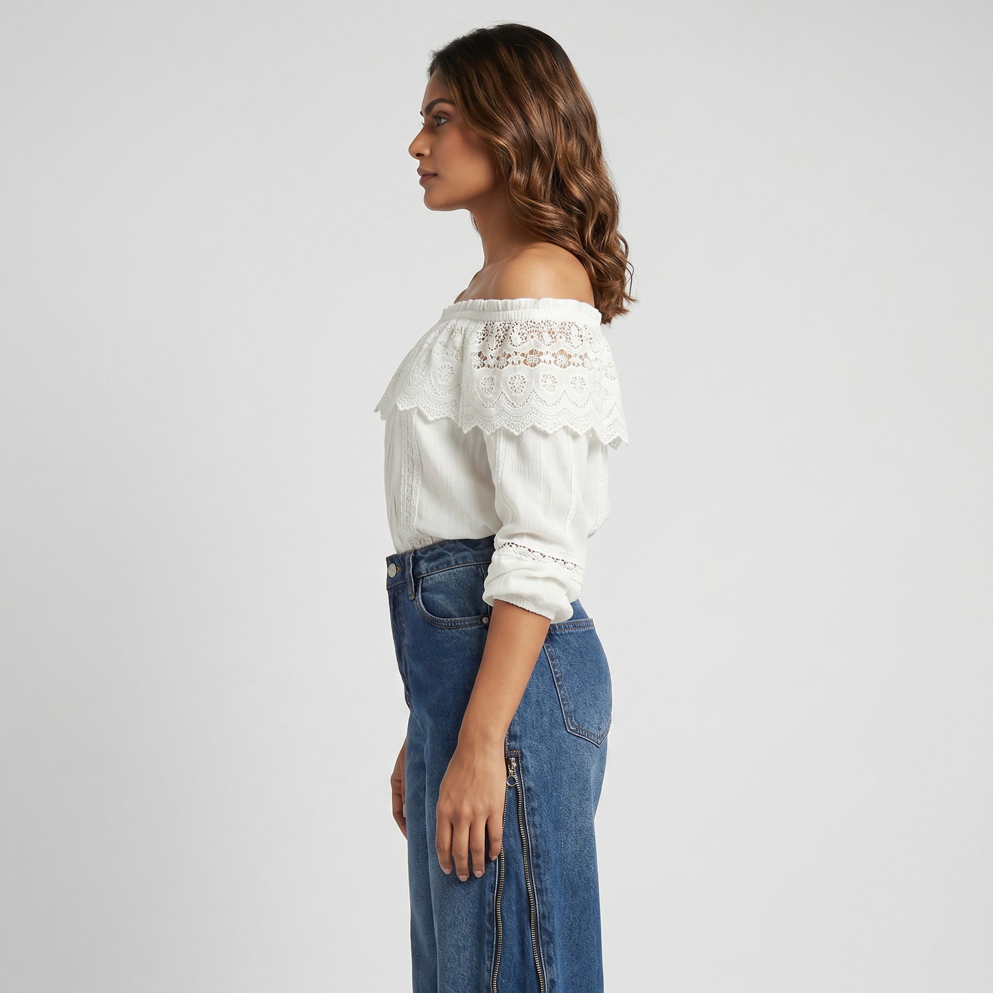 Wide Leg Zipper High Rise Jeans