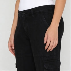 Woven Low Rise Utility Cargo Fit Jeans