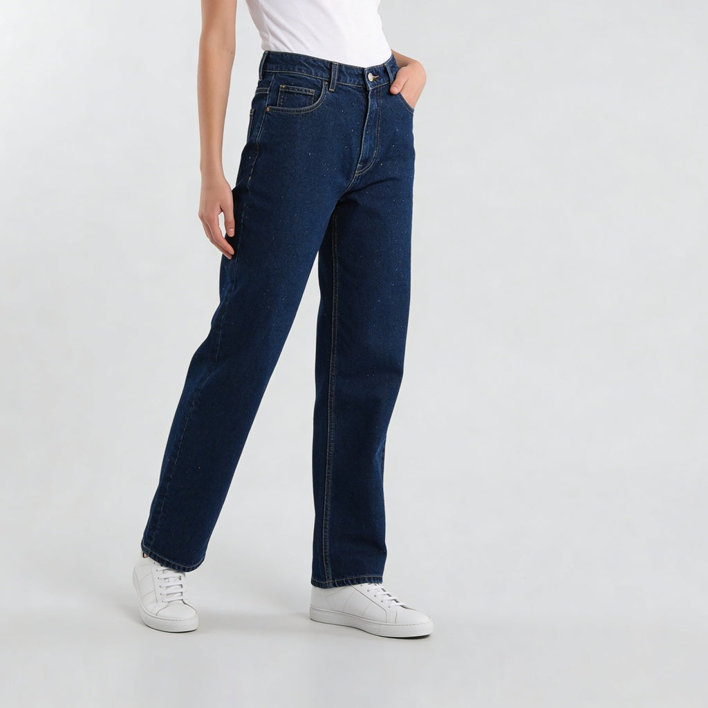 Straight Fit Mirror Look High Rise Jeans