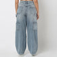 Straight Fit Light Wash Denim With Side Rivet Look