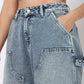 Straight Fit Light Wash Denim With Side Rivet Look