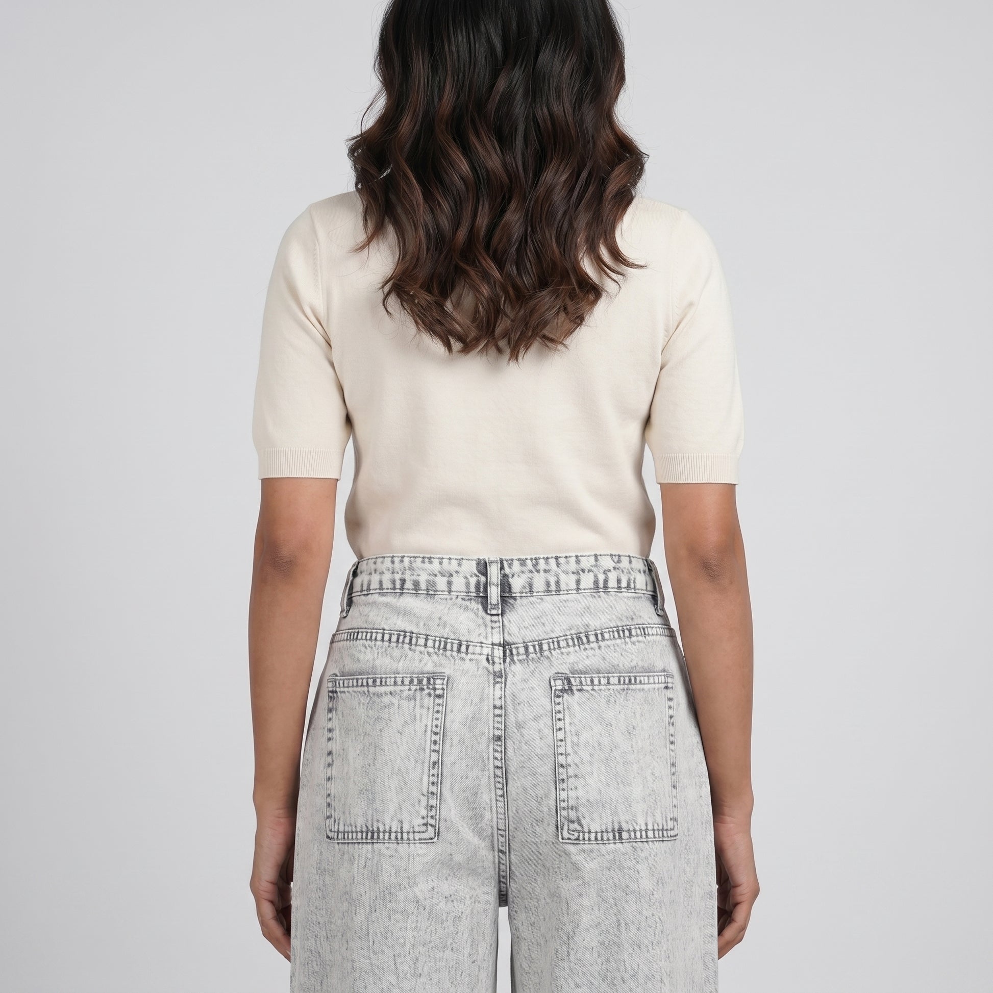 Solid Wide Leg High Rise Jeans