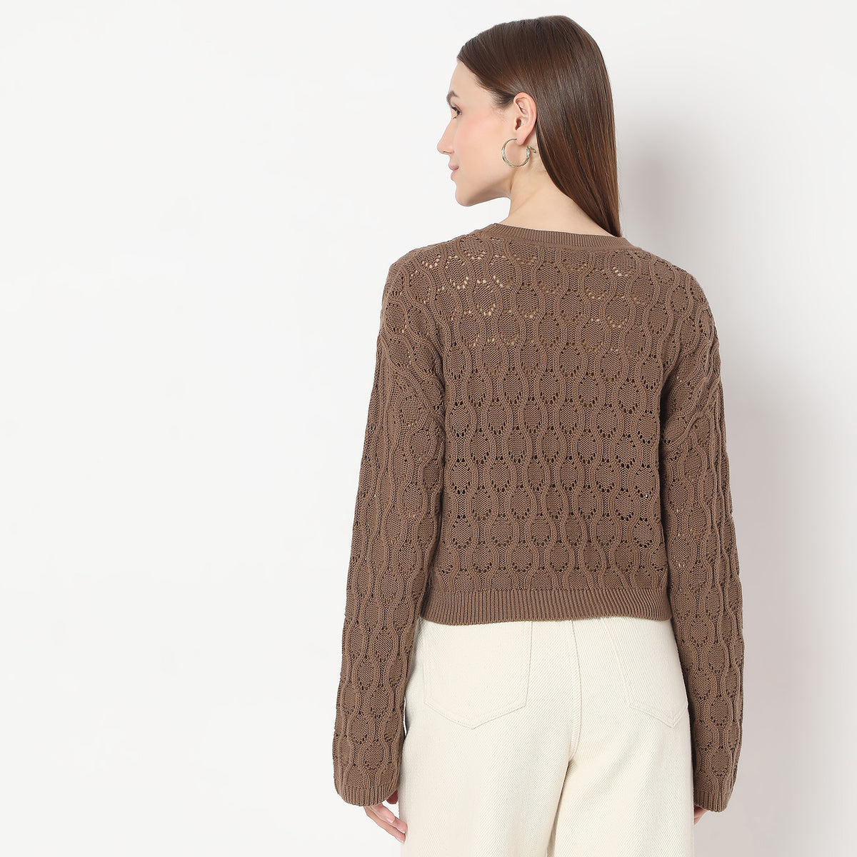 Structured Crochet Design Bell Sleeve Sweater