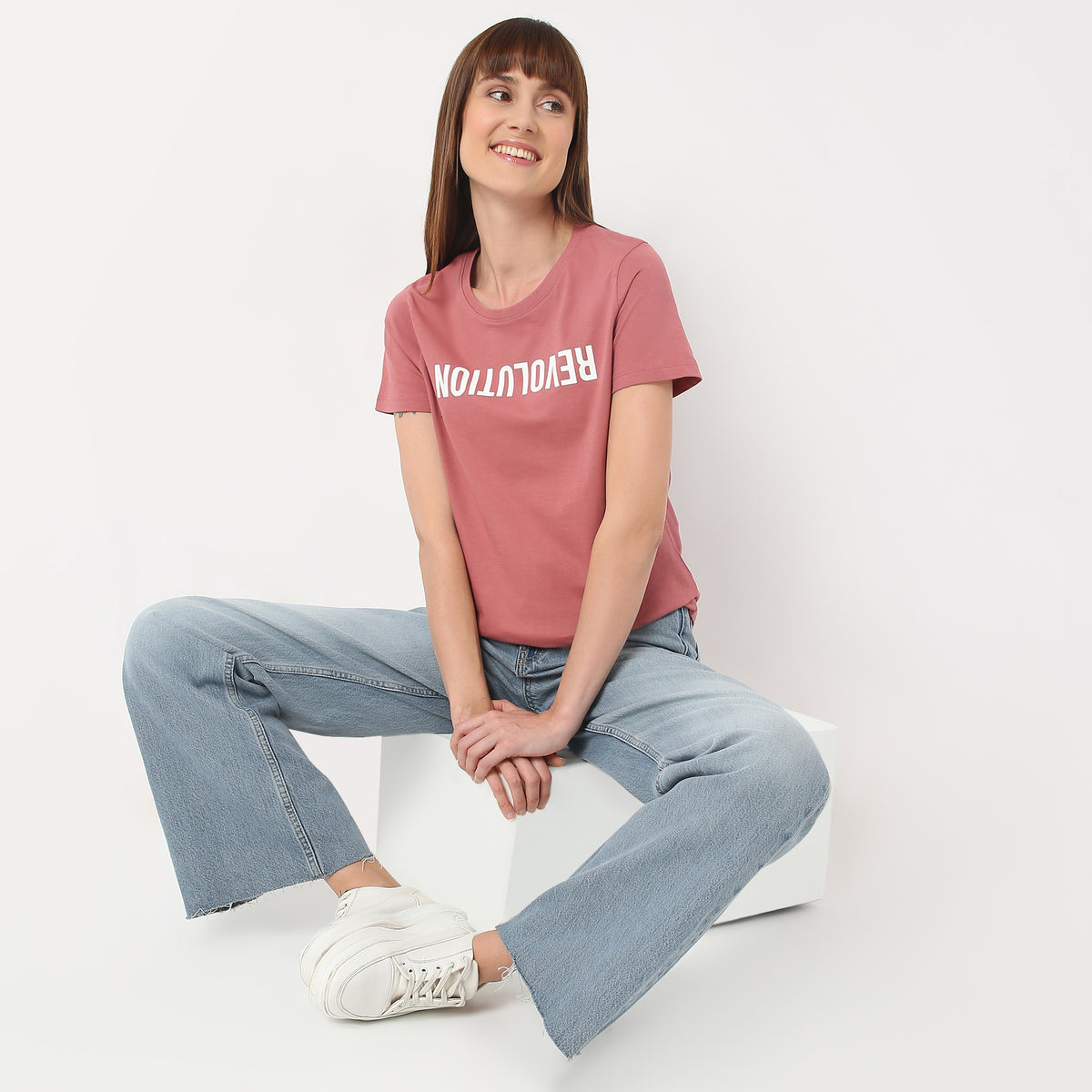 Regular Fit Printed Round Neck T-Shirt