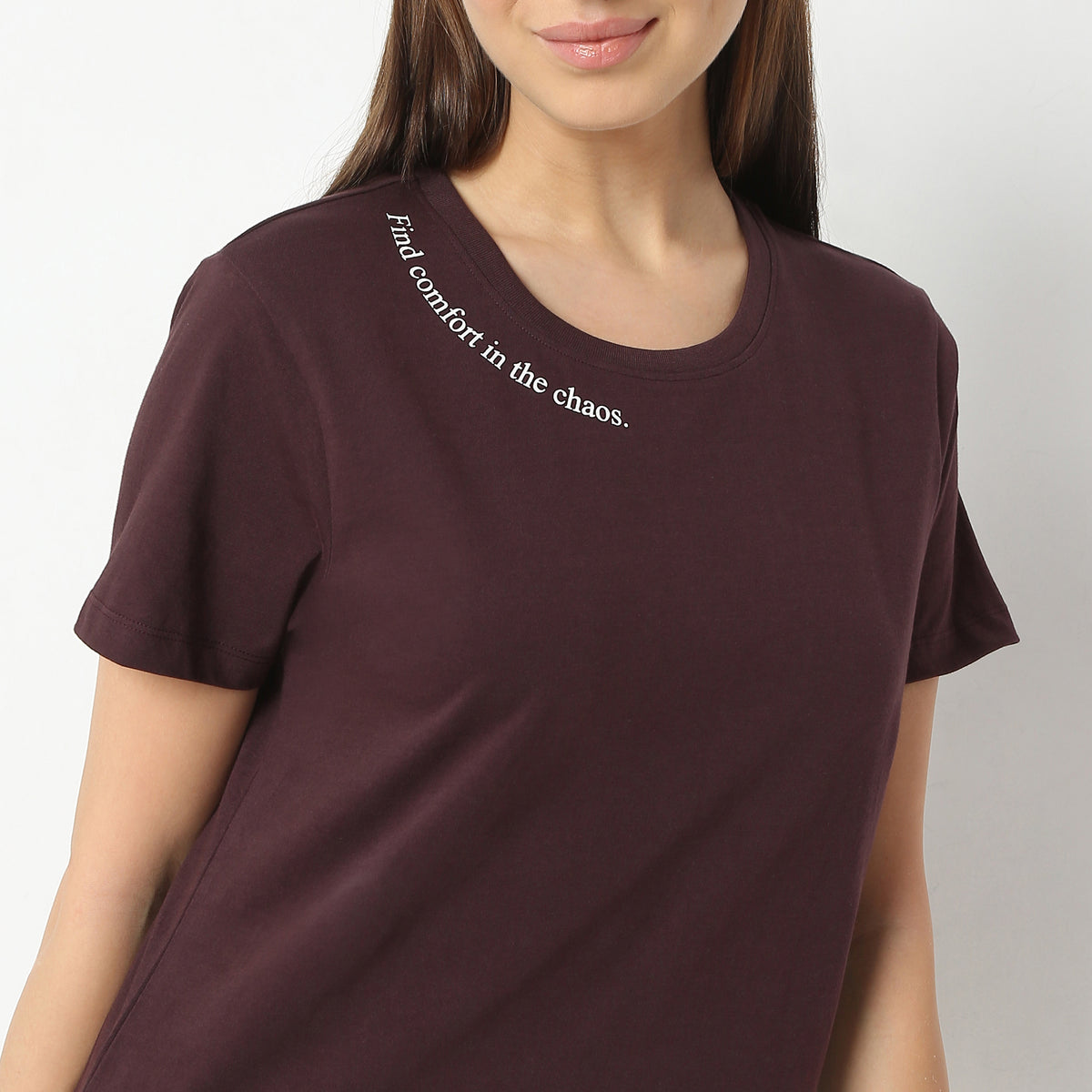 Regular Fit Solid Round Neck Regular Length T-Shirt