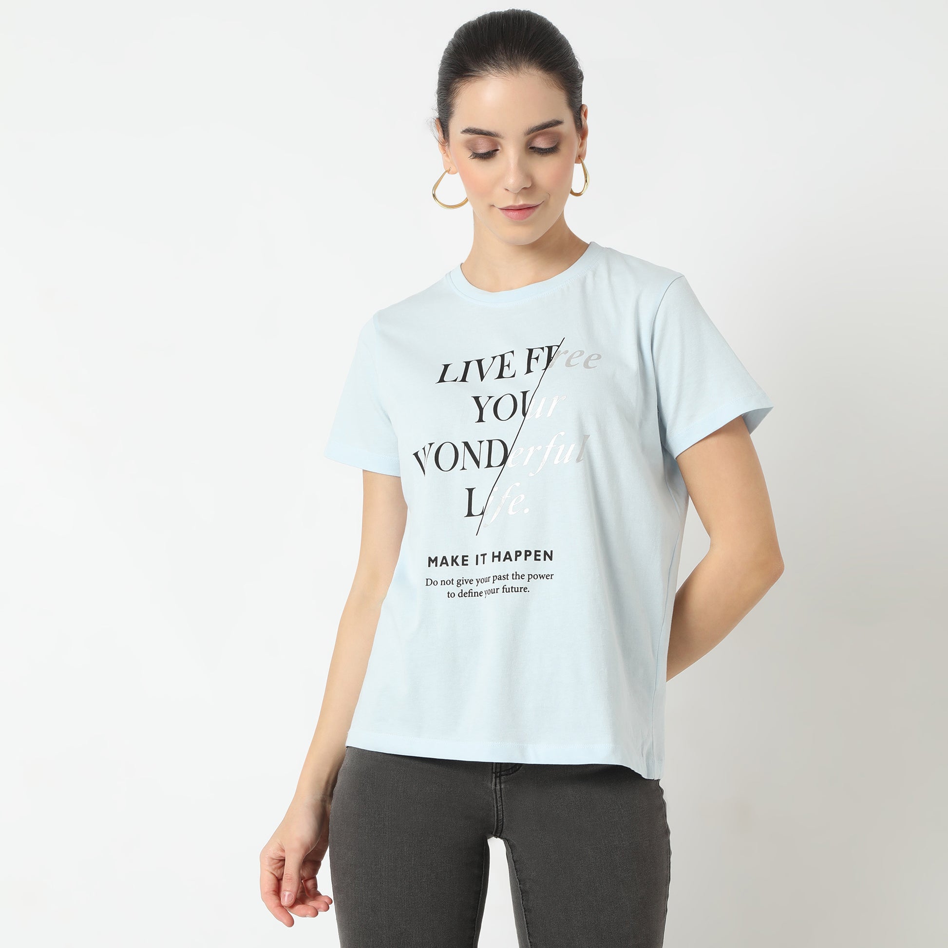 Regular Fit Graphic Round Neck T-Shirt