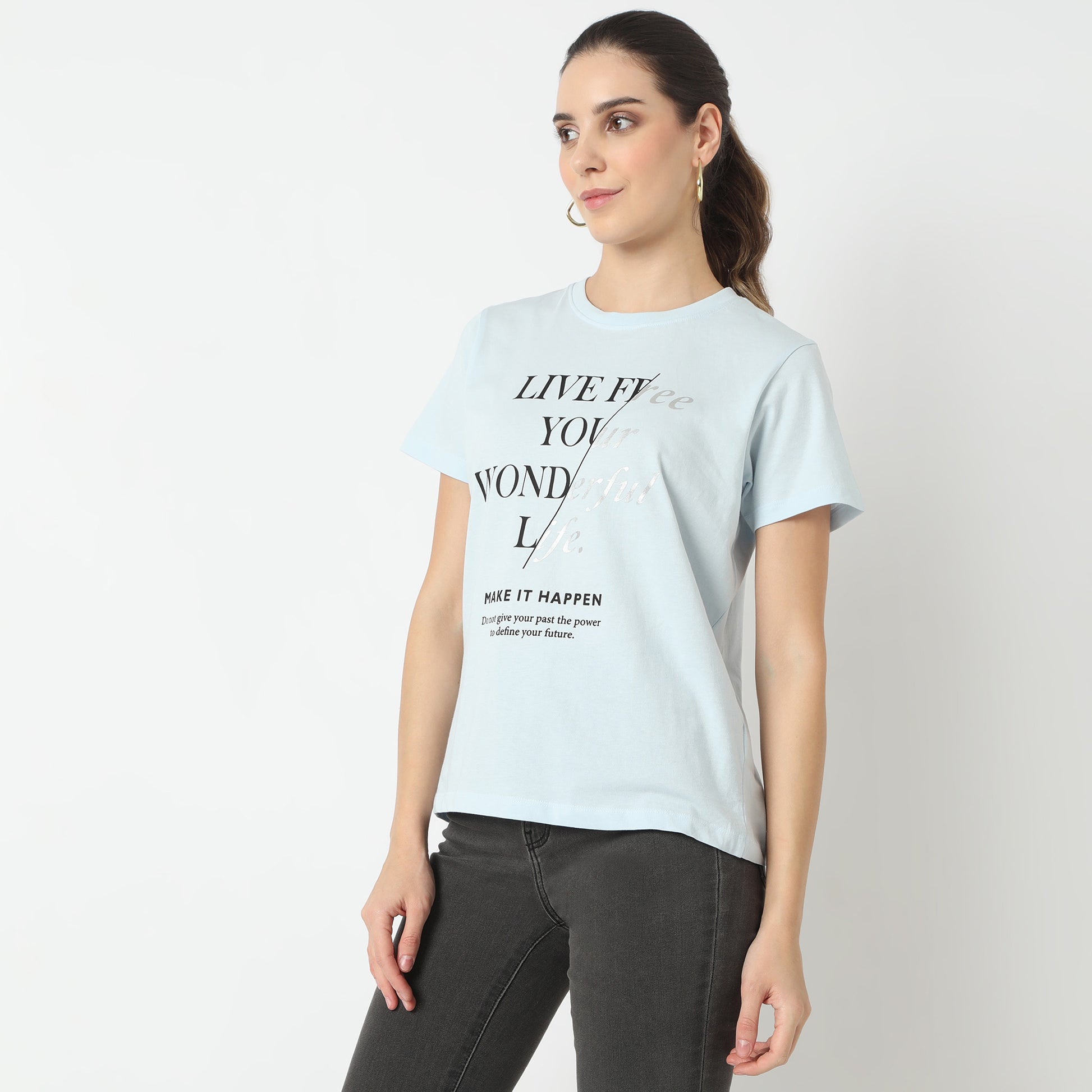 Regular Fit Graphic Round Neck T-Shirt