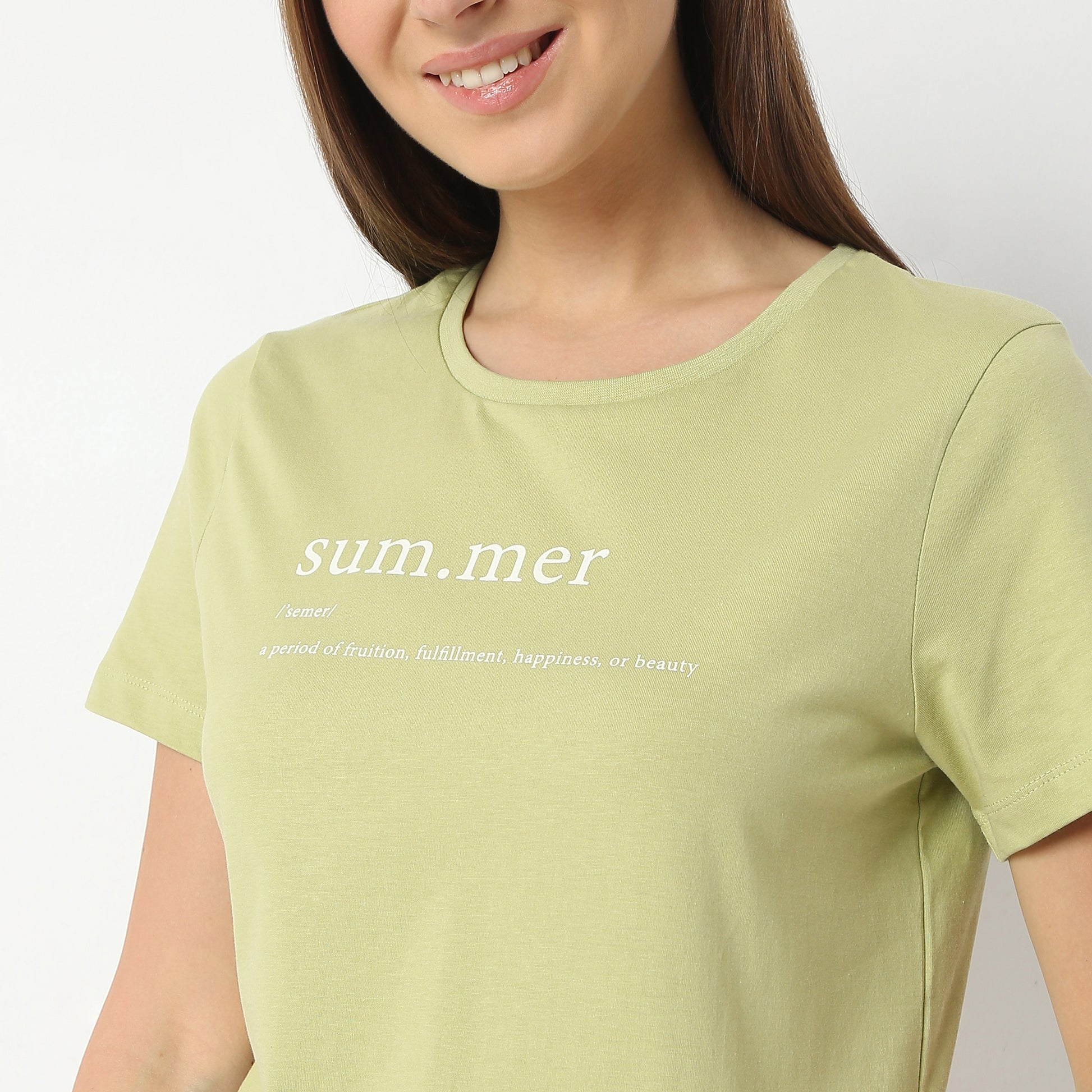 Regular Fit Printed Round Neck Regular Length T-Shirt