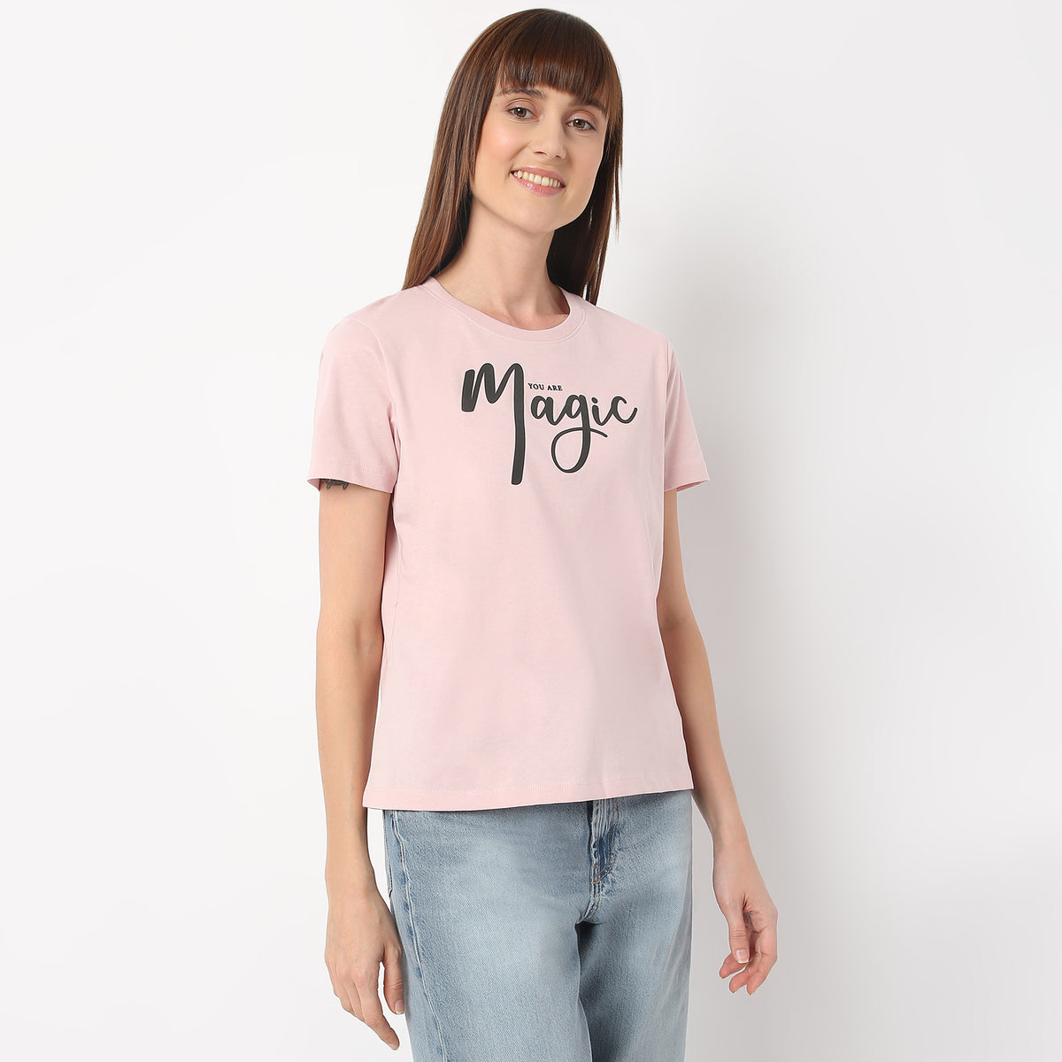 Regular Fit Graphic Round Neck T-Shirt