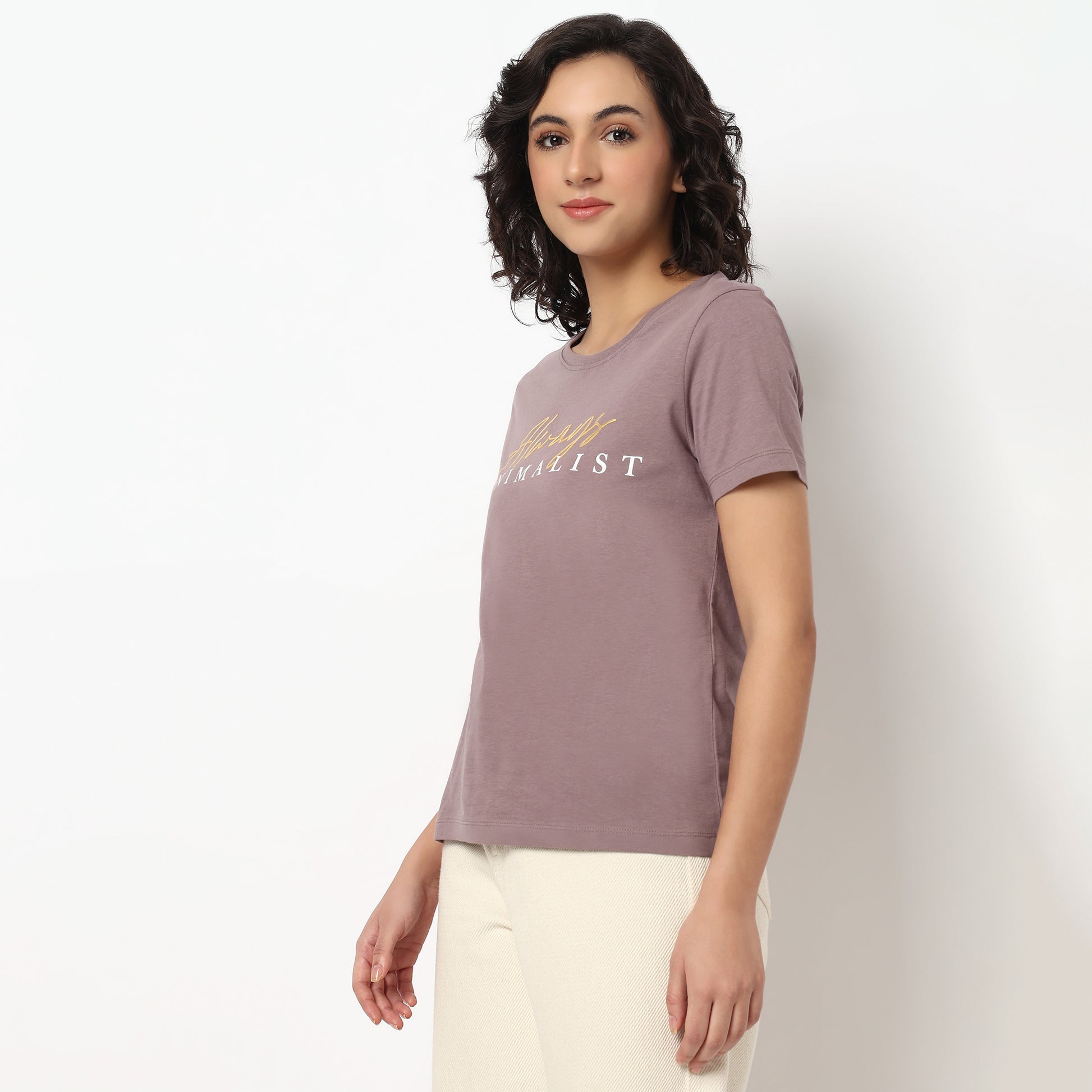 Buy Women Regular Fit Printed Short Sleeve T-Shirt  - Style Union