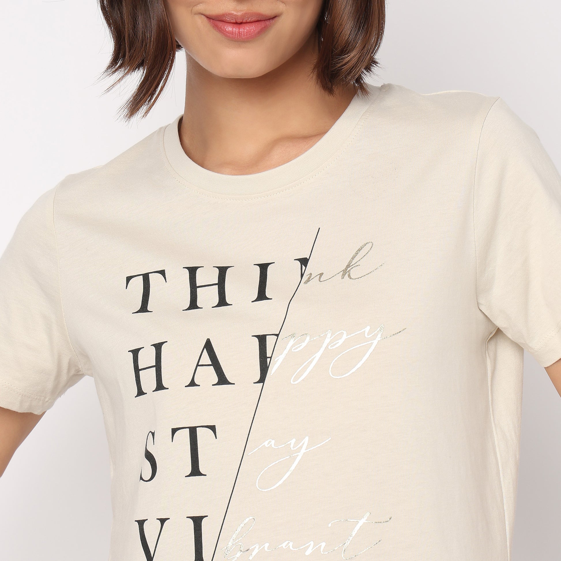 Cotton Crew Neck Graphic T-Shirt