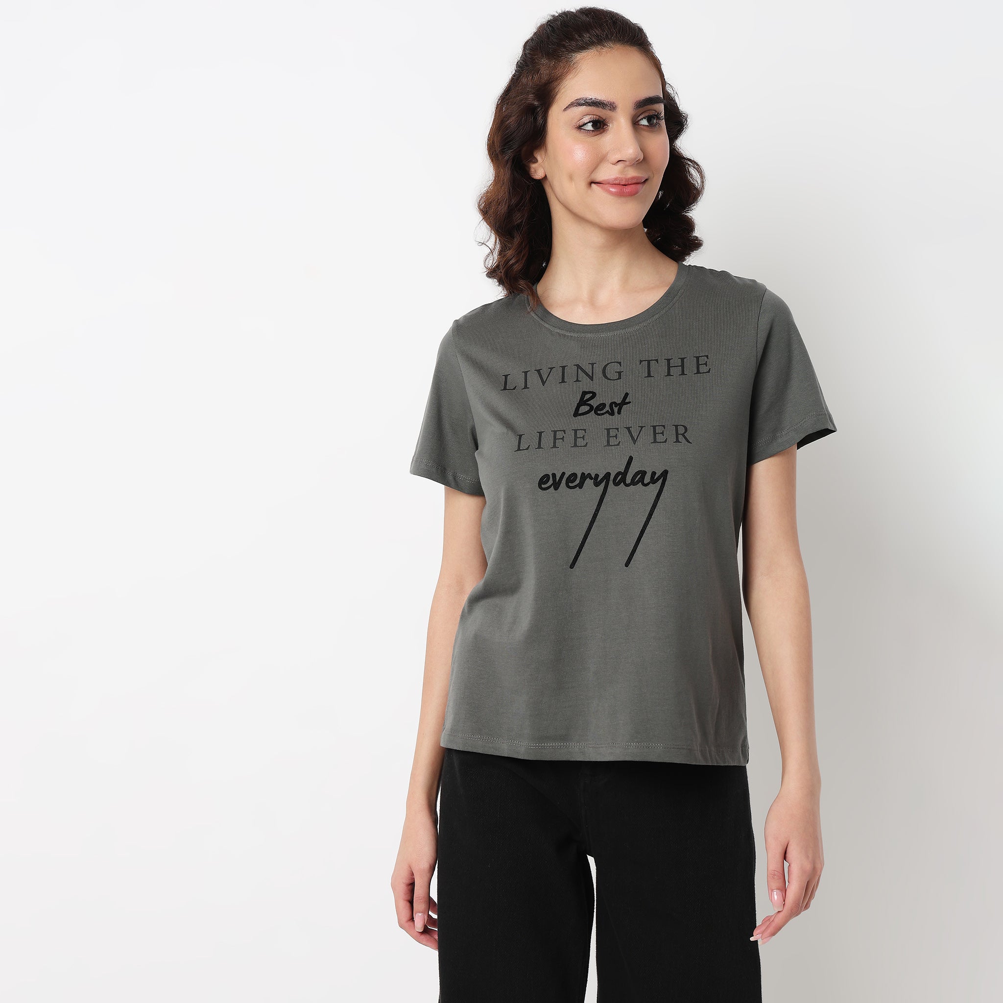 Cotton Crew Neck Graphitee